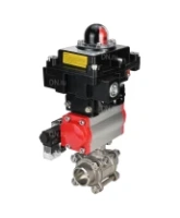 Кран шаровой DN.ru BV3232P(3pc)-FP-W-ISO-H Ду65 Ру25, полнопроходной под приварку, нержавеющая сталь SS316, уплотнение - PTFE, с пневмоприводом PA-DA-083 двойного действия, с пневмораспределителем 4M310-08 AC220V, с БКВ APL-410N EX