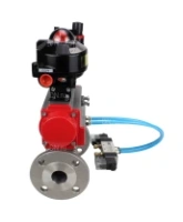 Кран шаровой DN.ru BV3131P(3pc)-FP-F-ISO-H Ду15 Ру40 фланцевый, полнопроходной, трехсоставной, корпус - нерж. сталь SS304, уплотнение - PTFE, с пн.приводом DN.ru PA-DA-052 пн.распределителем 4V320-08 AC220V БПВ AFC2000 БКВ APL-510N-EX