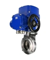 Затвор дисковый поворотный DN.ru WBV3131S-2W-W-H Ду80 Ру10 под приварку, корпус - пищевая нержавеющая сталь 304, уплотнение - Silicon, с электроприводом QT-N-005M-O2-220VAC-У1 с моментной муфтой и штурвалом