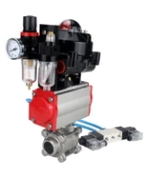 Кран шаровой DN.ru BV3232P(3pc)-FP-W-ISO-H Ду65 Ру25 полнопроходной двухходовой, нержавеющая сталь SS316, под приварку, уплотнение - PTFE, с пн.приводом DN.ru PA-DA-083 пн.распределителем 4V320-08 AC220V БПВ AFC2000 БКВ APL-510N-EX