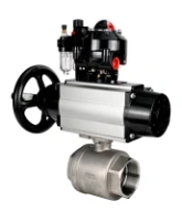 Кран шаровой DN.ru BV3232P(2pc)-FP-T-ISO-H Ду100 Ру40 полнопроходной двухходовой, нержавеющая сталь SS316, внутренняя резьба, PTFE, с пневмоприводом PA-DA-105-1, с пневмораспределителем 4M310-08 AC220V, с БКВ APL-510N EX, с БПВ AFC2000