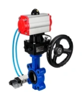 Затвор дисковый поворотный DN.ru WBV1631N-2W-Fb-H Ду150 Ру16 LUG корпус - чугун QT450, диск - нержавеющая сталь 304, уплотнение - NBR, с пневмоприводом DN.ru PA-DA-105, пневмораспределителем 4V320-08 AC220V и редуктором MON3-700-T38-ISO