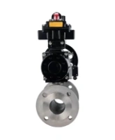 Кран шаровой DN.ru BV3232P(2pc)-FP-F-ISO-H Ду100 Ру16, полнопроходной фланцевый, нержавеющая сталь SS316, уплотнение - PTFE, с пневмоприводом PA-DA-105-1 двойного действия, с пневмораспределителем 4M310-08 AC220V, с БКВ APL-410N EX, с БПВ AFC2000