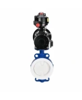 Затвор дисковый поворотный DN.ru WBV3434Pf-2W-Fb-R Ду200 Ру16, корпус - угл. сталь WCB, диск - угл. сталь WCB, футерованный PTFE, уплотнение - PTFE, с пневмоприводом PA-DA-105-1, пневмораспределителем 4M310-08 AC220V, БКВ APL-510N EX и БПВ AFC2000