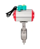 Затвор дисковый поворотный DN.ru WBV3131E-2W-Fb-H Ду80 Ру16 корпус - нержавеющая сталь 304, диск - нержавеющая сталь 304, уплотнение - EPDM, с пневмоприводом PA-DA-083, пневмораспределителем 4M310-08 AC220V и магнитным переключателем ALS200D