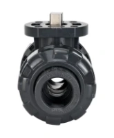 Кран шаровой DN.ru BV4242E-FP-GRM-ISO Дн50 Ру10 полнопроходной, клеевой с разборным муфтовым соединением, корпус - UPVC (НПВХ), шар - UPVC (НПВХ), уплотнение - EPDM, с ISO-фланцем и голым штоком квадратным