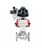 Кран шаровой DN.ru BV3232P(2pc)-FP-3WL-F-ISO-H Ду20 Ру16 HYMT трехходовой L-тип, полнопроходной, фланцевый, корпус - нержавеющая сталь AISI316, с пневмоприводом PA-DA-052, пневмораспределителем 4M320-08 AC220V, БКВ APL-510N EX и БПВ AFC2000