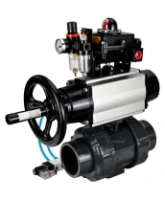 Кран шаровой DN.ru BV4242E-FP-GRM-ISO Дн50 Ру10 полнопроходной, корпус - НПВХ, шар - НПВХ, уплотнение - EPDM, с пневмоприводом PA-DA-105-1, пневмораспределителем 4V320-08 AC220V, БКВ APL-410N EX и БПВ AFC2000