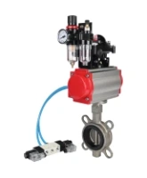 Затвор дисковый поворотный DN.ru WBV3131N-2W-Fb-H Ду150 Ру16, корпус - нержавеющая сталь 304, диск - нержавеющая сталь 304, уплотнение - NBR, с пневмоприводом DN.ru DN.ru PA-SA-160, пневмораспределителем 4V320-08 AC220V, БКВ APL-210N и БПВ AFC2000