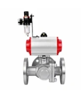 Кран шаровой DN.ru BV3232P(2pc)-FP-3WL-F-ISO-H Ду20 Ру16 HYMT, трехходовой L-тип, полнопроходной, фланцевый, корпус - нержавеющая сталь SS316, с пневмоприводом PA-DA-052, пневмораспределителем 4M310-08 24В NAMUR и БПВ AFC2000