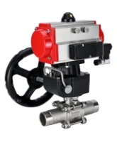 Кран шаровой DN.ru BV3232P(3pc)-FP-W-ISO-H LONG Ду80 Ру25 полнопроходной, корпус - нержавеющая сталь 316, уплотнение - PTFE, под приварку, с пневмоприводом PA-DA-083, пневмораспределителем 4M310-08 AC220V и ручным дублером MON2-450-T28-ISO