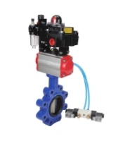Затвор дисковый поворотный DN.ru WBV1631N-2W-Fb-H Ду150 Ру16 LUG корпус - чугун QT450, диск - нержавеющая сталь 304, уплотнение - NBR, с пневмоприводом DN.ru PA-SA-160, пневмораспределителем 4V320-08 AC220V, БКВ APL-410N EX и БПВ AFC2000