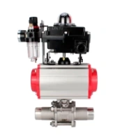 Кран шаровой DN.ru BV3232P(3pc)-FP-W-ISO-H LONG Ду80 Ру25 полнопроходной, корпус - нержавеющая сталь 316, уплотнение - PTFE, под приварку, с пневмоприводом DN.ru PA-SA-130, пневмораспределителем 4M310-08 AC220V, БКВ APL-410N EX и БПВ AFC2000