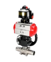 Кран шаровой DN.ru BV3232P(3pc)-FP-W-ISO-H LONG Ду65 Ру25 полнопроходной, корпус - нержавеющая сталь 316, уплотнение - PTFE, под приварку, с пневмоприводом DN.ru PA-DA-083, редуктором DN.ru MON2-450-T28-ISO и БКВ APL-510N EX
