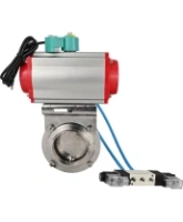Затвор дисковый поворотный DN.ru WBV3131E-2W-W-H Ду50 Ру10 под приварку, корпус - пищевая нержавеющая сталь 304, уплотнение - EPDM, с пневмоприводом PA-SA-065, пневмораспределителем 4V320-08 AC220V и магнитным переключателем ALS200D