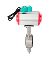 Затвор дисковый поворотный DN.ru WBV3131E-2W-Fb-H Ду80 Ру16 корпус - нержавеющая сталь 304, диск - нержавеющая сталь 304, уплотнение - EPDM, с пневмоприводом PA-DA-083 и магнитным переключателем ALS200D