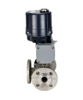 Кран шаровой DN.ru BV3232P(4pc)-FP-3WL-F-ISO-H Ду100 Ру16 полнопроходной трехходовой, фланцевый, корпус - нержавеющая сталь SS316, уплотнение - PTFE, с электроприводом четвертьоборотным DN.ru QTSA-N-020EM-O0-220VAC с пружинным возвратом