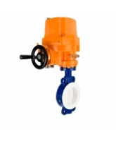 Затвор дисковый поворотный DN.ru WBV3434Pf-2W-Fb-H Ду80 Ру16 корпус - углеродистая сталь WCB, диск - углеродистая сталь WCB, футерованный PTFE, уплотнение - PTFE, с электроприводом DN.ru QT-EX-010M-O2-220VAC-У1
