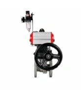 Кран шаровой DN.ru BV3232P(2pc)-FP-F-ISO-H Ду50 Ру16 полнопроходной фланцевый, корпус - нержавеющая сталь SS316, уплотнение - PTFE, с пневмоприводом PA-DA-083, пневмораспределителем 4M320-08 AC220V, ручным дублером MON2-450-T28-ISO и БПВ AFC2000