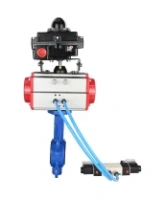 Затвор дисковый поворотный DN.ru WBV1413E-2W-Fb-H Ду125 Ру16, корпус - чугун GGG50, диск - чугун GGG40, уплотнение - EPDM, с пневмоприводом PA-DA-105, пневмораспределителем 4V320-08 AC220V и БКВ APL-410N EX