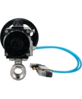Кран шаровой DN.ru BV3232P(2pc)-FP-T-ISO-H Ду80 Ру40, полнопроходной, внутренняя резьба, нержавеющая сталь SS316, уплотнение - PTFE, с пневмоприводом PA-DA-105-1 двойного действия, с пневмораспределителем 4V320-08 AC220V
