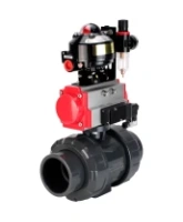 Кран шаровой DN.ru BV4242E-FP-GRM-ISO Дн50 Ру10 полнопроходной, корпус - НПВХ, шар - НПВХ, уплотнение - EPDM, с пневмоприводом PA-SA-065, пневмораспределителем 4M310-08 AC220V, БКВ APL-510N EX и БПВ AFC2000
