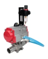 Кран шаровой DN.ru BV3232P(3pc)-FP-W-ISO-H LONG Ду80 Ру25 полнопроходной, корпус - нержавеющая сталь 316, уплотнение - PTFE, под приварку, с пневмоприводом PA-DA-083, пневмораспределителем 4V320-08 AC220V и БПВ AFC2000