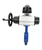 Затвор дисковый поворотный DN.ru WBV1432E-2W-Fb-H Ду150 Ру16, корпус - чугун GGG50, диск - нержавеющая сталь 316L, уплотнение - EPDM, с пневмоприводом DN.ru PA-DA-105-1 двойного действия, с БКВ APL-510N-EX