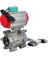 Кран шаровой DN.ru BV3232P(3pc)-FP-SW-ISO-H Ду100 Ру63 полнопроходной, корпус - нержавеющая сталь SS316, под приварку, с пневмоприводом PA-DA-105, пневмораспределителем 4V320-08 AC220V, магнитным переключателем ALS200D