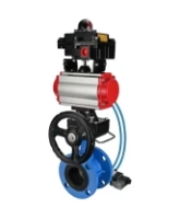 Затвор дисковый поворотный DN.ru WBV1313E-2W-F-H Ду100 Ру16 фланцевый, корпус - чугун GGG40, диск - чугун GGG40, EPDM, с пневмоприводом DN.ru PA-DA-105, пневмораспределителем 4V320-08 AC220V, БКВ APL-410N EX и ручным дублером MON1-250-T26-ISO