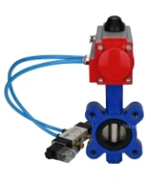 Затвор дисковый поворотный DN.ru WBV1616E-2W-Fb-H Ду50 Ру16 LUG корпус - чугун QT450, диск - чугун QT450, уплотнение - EPDM, с пневмоприводом DN.ru PA-DA-065 и пневмораспределителем 4V320-08 AC220V