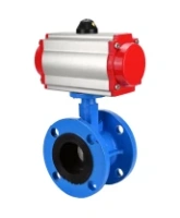 Затвор дисковый поворотный DN.ru WBV1313E-2W-F-H Ду100 Ру16 фланцевый, корпус - чугун GGG40, диск - чугун GGG40, уплотнение - EPDM, с пневмоприводом DN.ru PA-DA-105 двойного действия