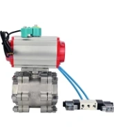 Кран шаровой DN.ru BV3232P(3pc)-FP-SW-ISO-H Ду100 Ру63 полнопроходной, корпус - нержавеющая сталь SS316, под приварку, с пневмоприводом PA-DA-105, пневмораспределителем 4V320-08 AC220V, магнитным переключателем ALS200D