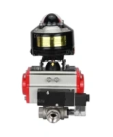Кран шаровой DN.ru BV3232P(4pc)-SP-3WL-T-ISO-H 1/2″ Ду15 Ру63 стандартнопроходной трехходовой L-тип, нержавеющая сталь SS316, внутренняя резьба, уплотнение - PTFE, с пн.приводом DN.ru PA-SA-052 пн.распределителем 4M310-08 DC24V БКВ APL-510N-EX