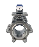 Кран шаровой DN.ru BV3232P(3pc)-FP-SW-ISO-H Ду100 Ру63 полнопроходной, под приварку, материал корпуса - нержавеющая сталь SS316, с ISO-фланцем и рукояткой