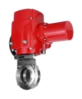 Затвор дисковый поворотный DN.ru WBV3131E-2W-W-H Ду50 Ру10 под приварку, корпус - пищевая нержавеющая сталь 304, уплотнение - EPDM, с электроприводом QT-EX-005M-O2-220VAC-У1 с моментной муфтой и штурвалом