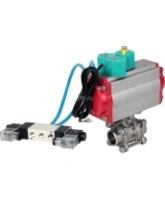 Кран шаровой DN.ru BV3232P(3pc)-FP-W-ISO-H Ду80 Ру25 полнопроходной, корпус - нержавеющая сталь 316, уплотнение - PTFE, под приварку, с пневмоприводом PA-DA-105, пневмораспределителем 4V320-08 AC220V и магнитным переключателем ALS200D