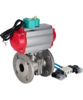 Кран шаровой DN.ru BV3232P(2pc)-FP-F-ISO-H Ду100 Ру16 полнопроходной, фланцевый, корпус - нержавеющая сталь 316, уплотнение - PTFE, с пневмоприводом PA-DA-105, пневмораспределителем 4V320-08 AC220V и магнитным переключателем ALS200D
