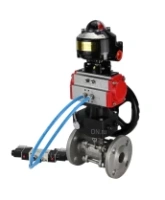 Кран шаровой DN.ru BV3131P(3pc)-FP-F-ISO-H Ду15 Ру40 фланцевый, полнопроходной, трехсоставной, корпус - нерж.сталь SS304, уплотнение - PTFE, с пн.приводом DN.ru PA-DA-052 пн.распределителем 4V320-08 AC220V редуктором MON1-250-T26-ISO БКВ APL-510N-EX