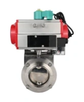 Затвор дисковый поворотный DN.ru WBV3131E-2W-W-H Ду50 Ру10 под приварку, корпус - пищевая нержавеющая сталь 304, уплотнение - EPDM, с пневмоприводом PA-SA-065, пневмораспределителем 4M310-08 220В NAMUR и магнитным переключателем ALS200D