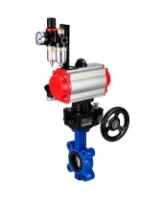 Затвор дисковый поворотный DN.ru WBV1616E-2W-Fb-H Ду125 Ру16 LUG корпус - чугун QT450, диск - чугун QT450, уплотнение - EPDM, с пневмоприводом DN.ru PA-DA-105, пневмораспределителем 4M310-08 AC220V, дублером MON3-700-T38-ISO и БПВ AFC2000