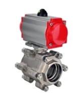 Кран шаровой DN.ru BV3232P(3pc)-FP-SW-ISO-H Ду65 Ру63 полнопроходной, корпус - нержавеющая сталь SS316, под приварку, с пневмоприводом PA-SA-130 с возвратными пружинами