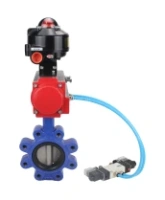 Затвор дисковый поворотный DN.ru WBV1631N-2W-Fb-H Ду150 Ру16 LUG корпус - чугун QT450, диск - нержавеющая сталь 304, уплотнение - NBR, с пневмоприводом DN.ru PA-SA-160, пневмораспределителем 4V320-08 AC220V и БКВ APL-510N EX