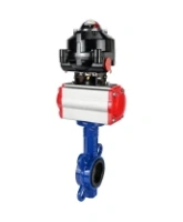 Затвор дисковый поворотный DN.ru WBV1432E-2W-Fb-H Ду100 Ру16, корпус - чугун GGG50, диск - нержавеющая сталь 316L, уплотнение - EPDM, с пневмоприводом DN.ru PA-DA-083 двойного действия, пневмораспределителем 4M310-08 AC220V, БКВ APL-510N-EX
