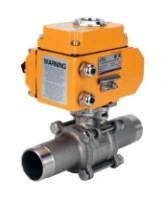 Кран шаровой DN.ru BV3232P(3pc)-FP-W-ISO-H LONG Ду80 Ру25 полнопроходной, корпус - нержавеющая сталь 316, уплотнение - PTFE, под приварку, с электроприводом DN.ru QT-N-015EM-O1-220VAC-У1