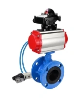 Затвор дисковый поворотный DN.ru WBV1313E-2W-F-H Ду100 Ру16 фланцевый, корпус - чугун GGG40, диск - чугун GGG40, уплотнение - EPDM, с пневмоприводом DN.ru PA-DA-105, пневмораспределителем DN.ru 4V320-08 AC220V и БКВ DN.ru APL-210N