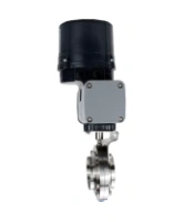Затвор дисковый поворотный DN.ru WBV3131S-2W-C-H Ду100 Ру10 кламповый, корпус - пищевая нерж. сталь AISI 304, диск - нерж. сталь AISI 304, уплотнение - Silicon, с электроприводом четвертьоборотным DN.ru QTSA-N-003EM-O0-220VAC с пружинным возвратом