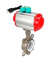 Затвор дисковый поворотный DN.ru WBV3131P-2W-Fb-H Ду100 Ру16 корпус - нержавеющая сталь 304, диск - нержавеющая сталь 304, уплотнение - PTFE, с пневмоприводом PA-DA-083, пневмораспределителем 4M310-08 AC220V и магнитным переключателем ALS200D