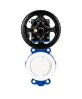 Затвор дисковый поворотный DN.ru WBV3434Pf-2W-Fb-R Ду200 Ру16, корпус - углеродистая сталь WCB, диск - углеродистая сталь WCB, футерованный PTFE, уплотнение - PTFE, с пневмоприводом PA-DA-105-1 и пневмораспределителем 4M310-08 AC220V