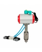 Затвор дисковый поворотный DN.ru WBV3232V-2W-Fb-H Ду80 Ру16, корпус - нержавеющая сталь 316L, диск - нержавеющая сталь 316L, уплотнение - VITON, с пневмоприводом PA-SA-105, пневмораспределителем 4V320-08 AC220V и магнитным переключателем ALS200D